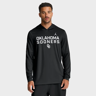 Men's Jordan Brand Oklahoma Sooners 2025 Sideline Dri-FIT Long Sleeve Hoodie T-Shirt