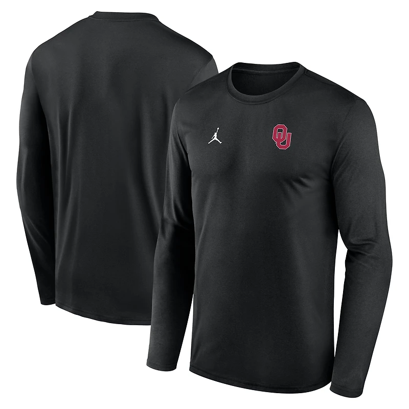 Men's Jordan Brand Black Oklahoma Sooners 2026 Sideline Small Logo Legend Dri-FIT Long Sleeve T-Shirt
