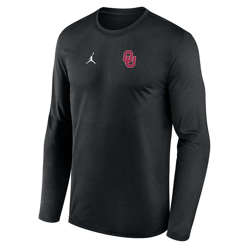 Men's Jordan Brand Black Oklahoma Sooners 2026 Sideline Small Logo Legend Dri-FIT Long Sleeve T-Shirt