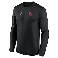 Men's Jordan Brand Black Oklahoma Sooners 2026 Sideline Small Logo Legend Dri-FIT Long Sleeve T-Shirt