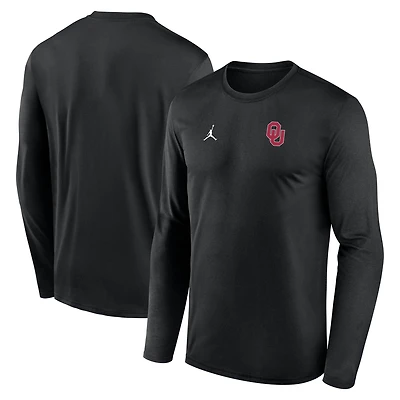 T-shirt à manches longues Jordan Brand noir Oklahoma Sooners 2026 Sideline Small Logo Legend Dri-FIT pour homme