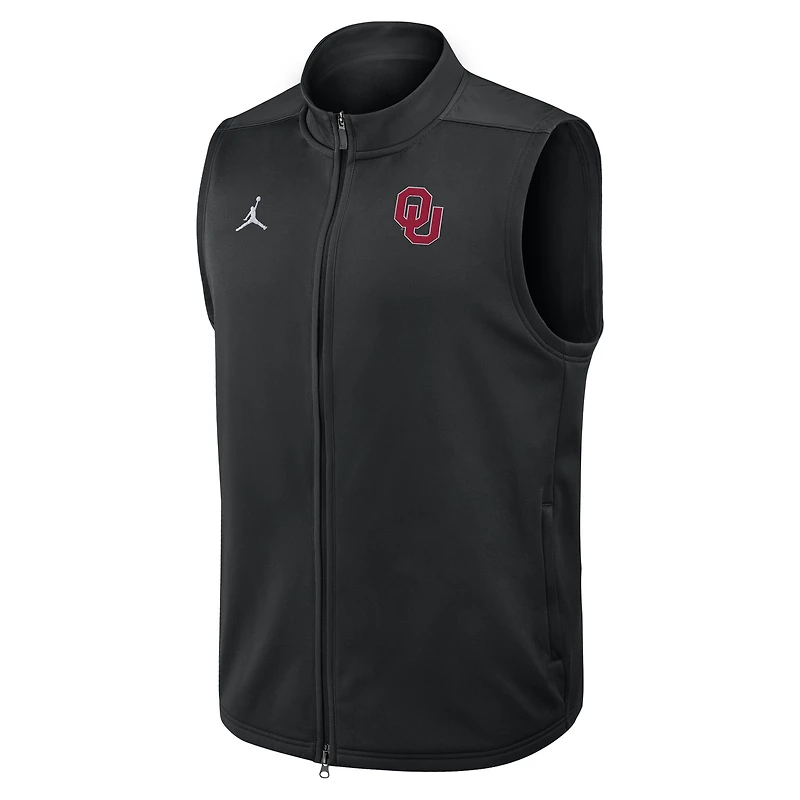 Gilet Jordan Brand noir pour homme, Oklahoma Sooners Primetime Victory Performance, entièrement zippé