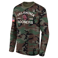 Men's Jordan Brand Camo Oklahoma Sooners 2025 Military Appreciation Legend Dri-FIT Long Sleeve T-Shirt