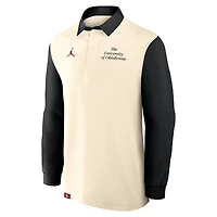 Men's Jordan Brand Cream/Black Oklahoma Sooners Rugby Long Sleeve Shirt