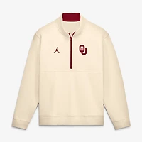 Pull-over à demi-zip en polaire Jordan Brand crème Oklahoma Sooners Primetime Club pour homme
