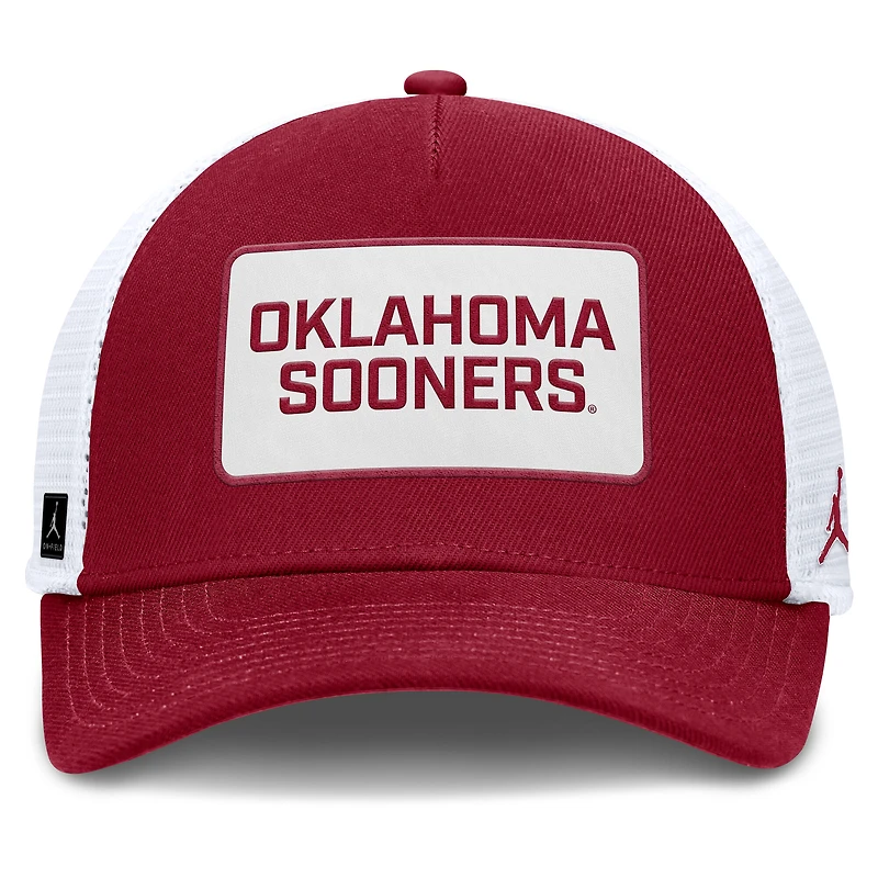 Men's Jordan Brand Crimson/White Oklahoma Sooners 2025 On-Field Rise Patch Trucker Adjustable Hat