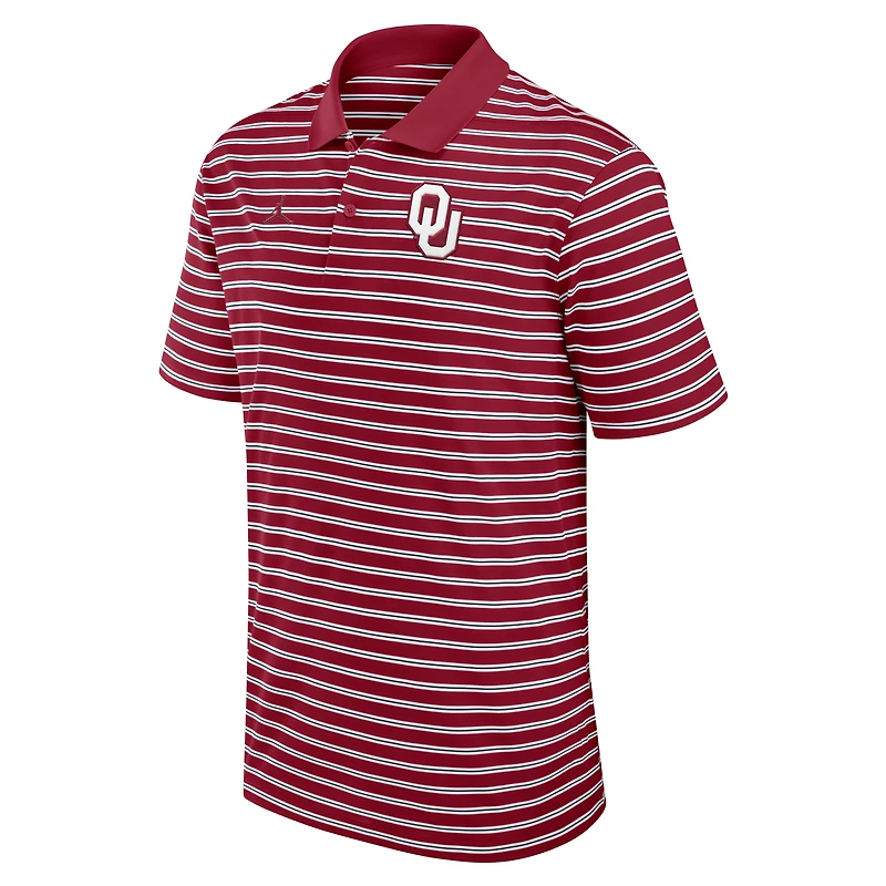 Polo Jordan Brand Dri-FIT rayé Primetime Victory pour homme, cramoisi/blanc, Oklahoma Sooners