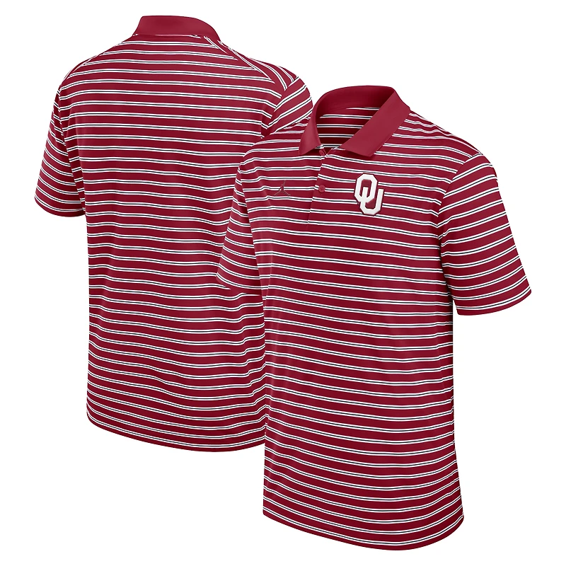Men's Jordan Brand Crimson/White Oklahoma Sooners Primetime Victory Striped Dri-FIT Polo
