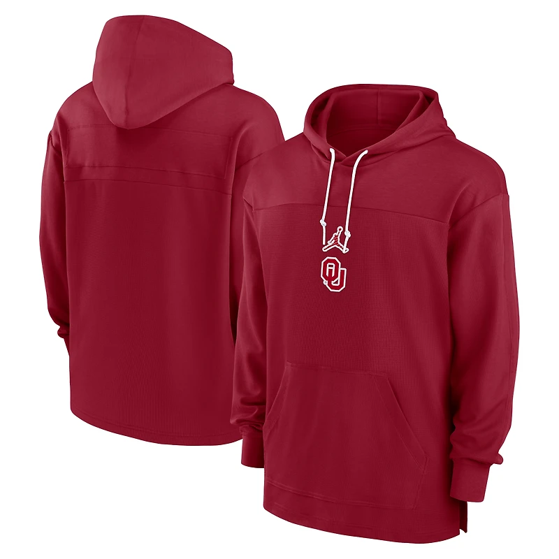 Men's Jordan Brand Crimson Oklahoma Sooners 2024 Sideline Jersey Performance Pullover Hoodie