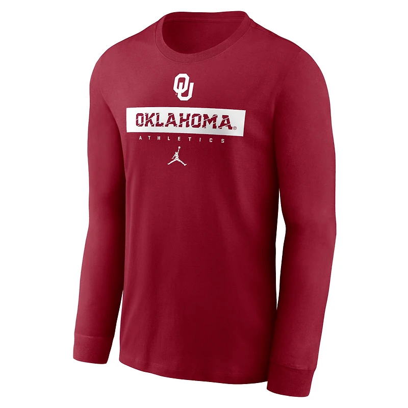 Men's Jordan Brand Crimson Oklahoma Sooners 2024 Sideline Legend Dri-FIT Long Sleeve T-Shirt