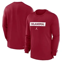 T-shirt à manches longues Jordan Brand Crimson Oklahoma Sooners 2024 Sideline Player Tri-Blend Performance pour homme
