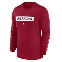 T-shirt à manches longues Jordan Brand Crimson Oklahoma Sooners 2024 Sideline Player Tri-Blend Performance pour homme