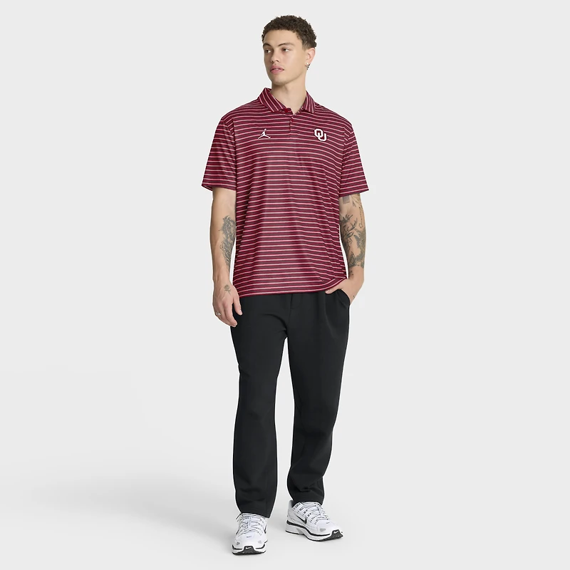 Men's Jordan Brand Crimson Oklahoma Sooners 2025 Coaches Premium Tour Stripe Dri-FIT Polo