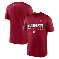 Men's Jordan Brand Crimson Oklahoma Sooners 2025 Courtside Basketball Legend Dri-FIT T-Shirt