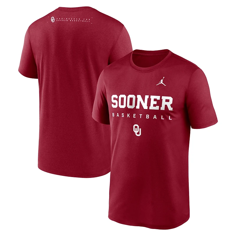Men's Jordan Brand Crimson Oklahoma Sooners 2025 Courtside Basketball Legend Dri-FIT T-Shirt