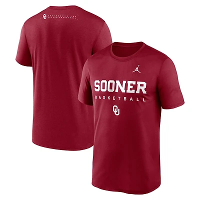 Men's Jordan Brand Crimson Oklahoma Sooners 2025 Courtside Basketball Legend Dri-FIT T-Shirt