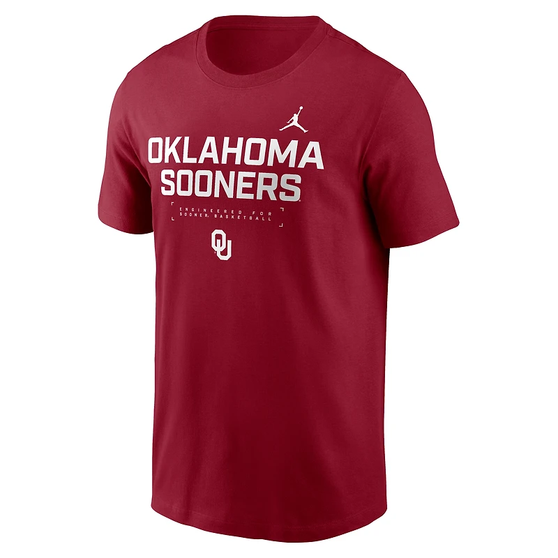 T-shirt Jordan Brand Crimson pour homme, Oklahoma Sooners 2025, performance de basket-ball