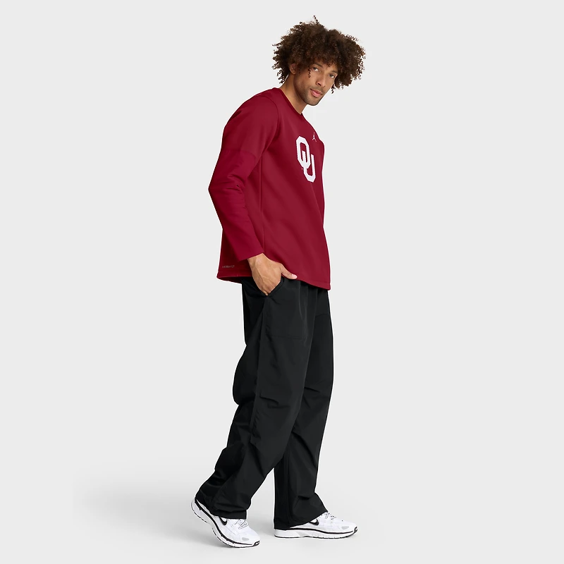 T-shirt à manches longues Therma-FIT pour homme Jordan Brand Crimson Oklahoma Sooners 2025 Sideline Coach