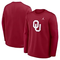 Men's Jordan Brand Crimson Oklahoma Sooners 2025 Sideline Coach Therma-FIT Long Sleeve T-Shirt
