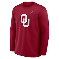 Men's Jordan Brand Crimson Oklahoma Sooners 2025 Sideline Coach Therma-FIT Long Sleeve T-Shirt