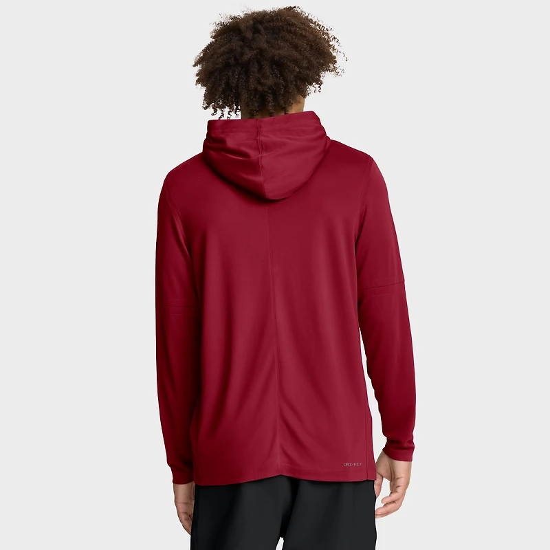 Men's Jordan Brand Crimson Oklahoma Sooners 2025 Sideline Dri-FIT Long Sleeve Hoodie T-Shirt