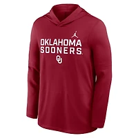 Men's Jordan Brand Crimson Oklahoma Sooners 2025 Sideline Dri-FIT Long Sleeve Hoodie T-Shirt