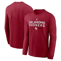 T-shirt à manches longues Jordan Brand Crimson Oklahoma Sooners 2025 Sideline Dri-FIT pour homme