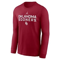 T-shirt à manches longues Jordan Brand Crimson Oklahoma Sooners 2025 Sideline Dri-FIT pour homme