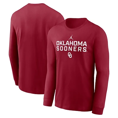 T-shirt à manches longues Jordan Brand Crimson Oklahoma Sooners 2025 Sideline Dri-FIT pour homme
