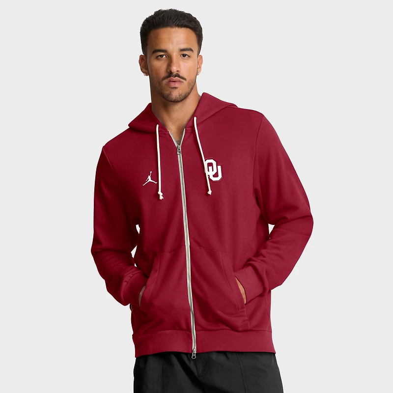 Men's Jordan Brand Crimson Oklahoma Sooners 2025 Sideline Standard Issue Dri-FIT Full-Zip Hoodie