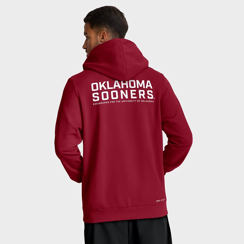 Men's Jordan Brand Crimson Oklahoma Sooners 2025 Sideline Standard Issue Dri-FIT Full-Zip Hoodie