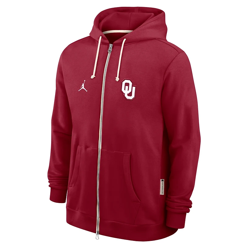 Men's Jordan Brand Crimson Oklahoma Sooners 2025 Sideline Standard Issue Dri-FIT Full-Zip Hoodie