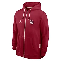 Men's Jordan Brand Crimson Oklahoma Sooners 2025 Sideline Standard Issue Dri-FIT Full-Zip Hoodie
