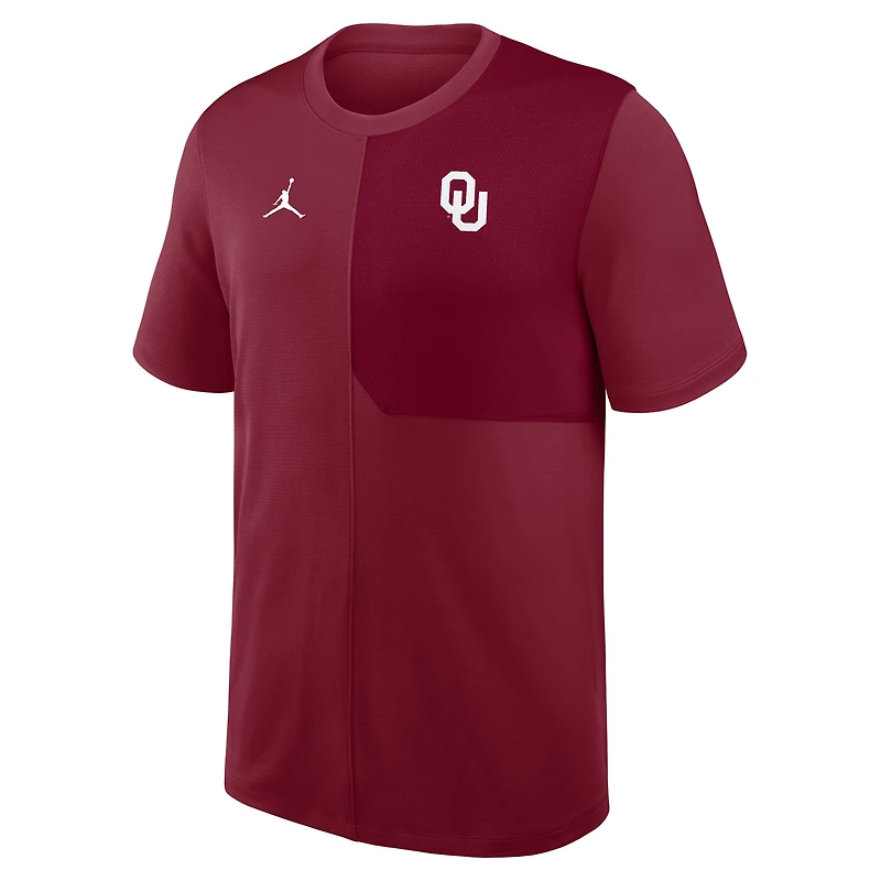 Men's Jordan Brand Crimson Oklahoma Sooners 2025 Sideline UV Dri-FIT Coach Shirt