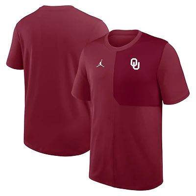 Men's Jordan Brand Crimson Oklahoma Sooners 2025 Sideline UV Dri-FIT Coach Shirt