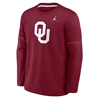 Men's Jordan Brand Crimson Oklahoma Sooners 2026 Sideline Coaches Therma-FIT Long Sleeve Top