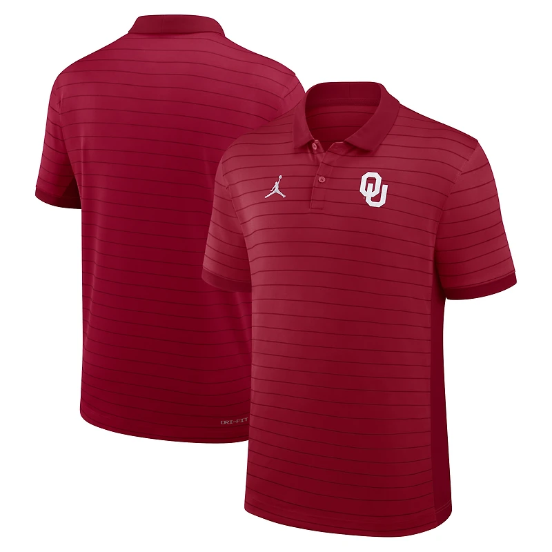 Polo Dri-FIT Jordan Brand Crimson Oklahoma Sooners 2026 Early Season Coaches Sideline Victory Stripe pour homme