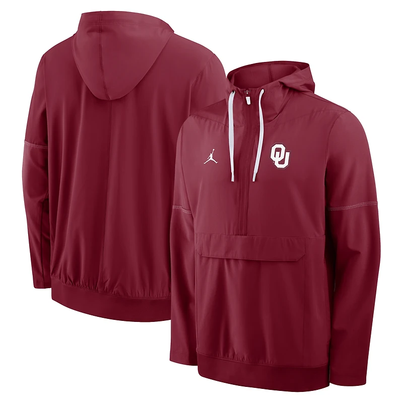 Veste anorak à demi-zip et capuche Jordan Brand Crimson Oklahoma Sooners 2026 pour homme