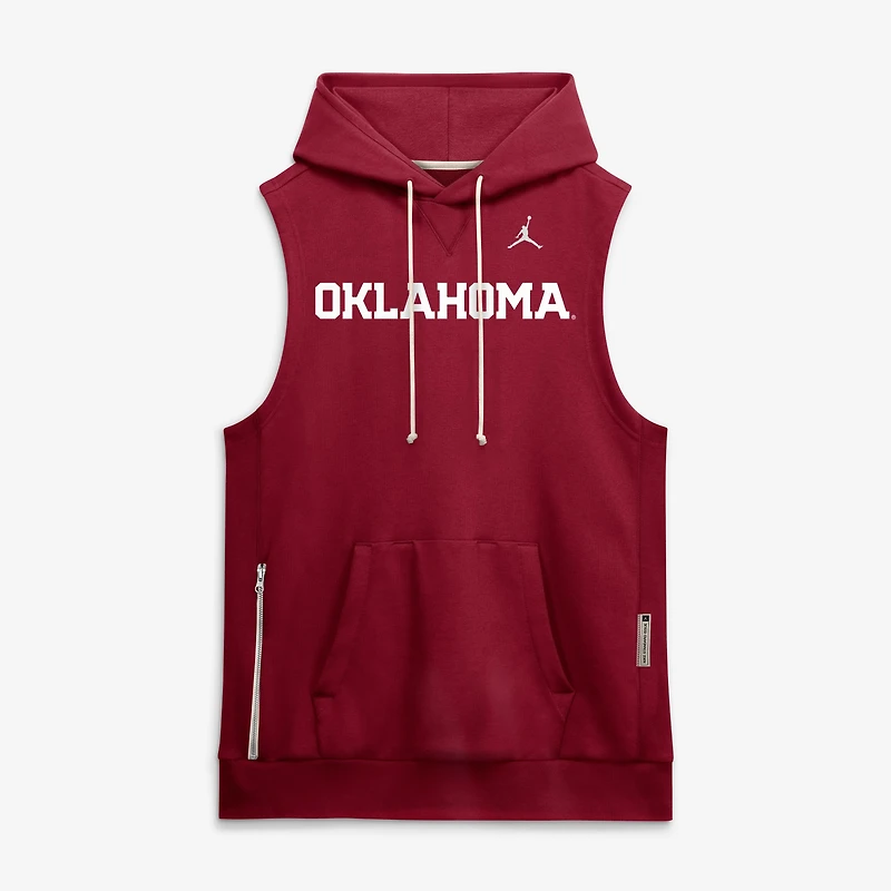 Men's Jordan Brand Crimson Oklahoma Sooners 2026 Sideline Sleeveless Dri-FIT Hoodie