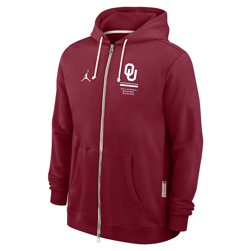 Men's Jordan Brand  Crimson Oklahoma Sooners 2026 Sideline Standard Issue Dri-FIT Full-Zip Hoodie