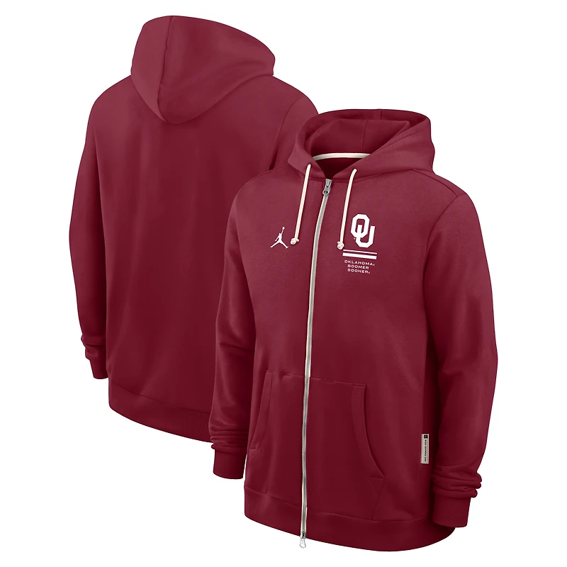 Sweat à capuche zippé Jordan Brand Crimson Oklahoma Sooners 2026 Sideline Standard Issue Dri-FIT pour homme