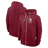 Sweat à capuche zippé Jordan Brand Crimson Oklahoma Sooners 2026 Sideline Standard Issue Dri-FIT pour homme