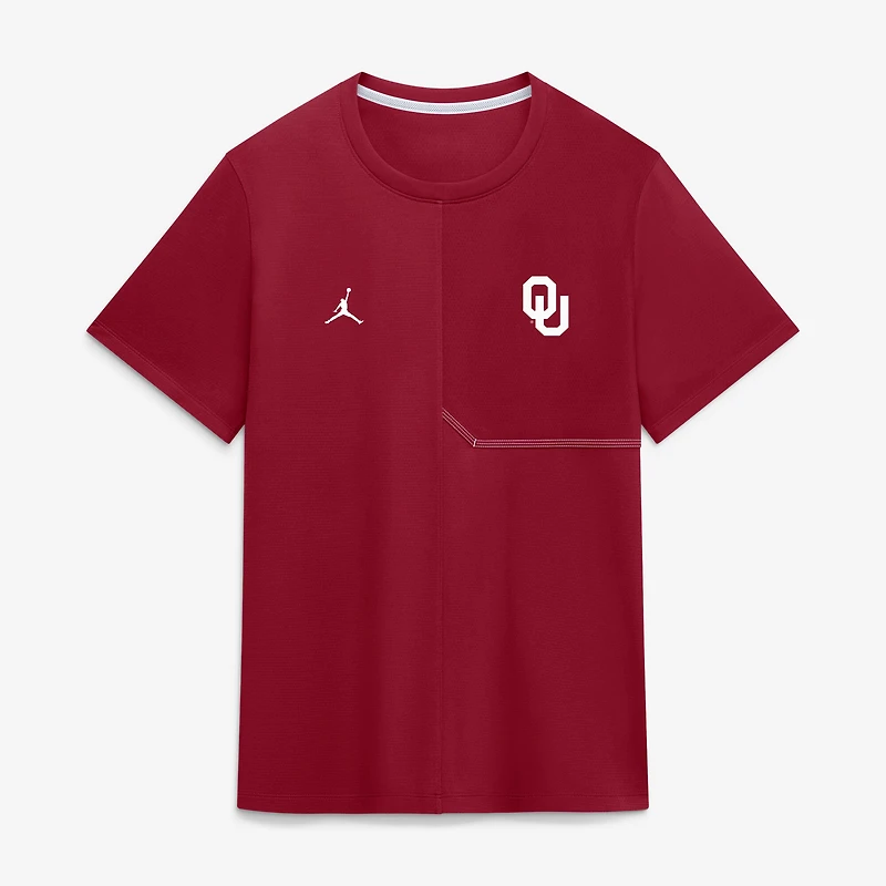 Men's Jordan Brand Crimson Oklahoma Sooners 2026 Sideline UV Dri-FIT Coaches Shirt