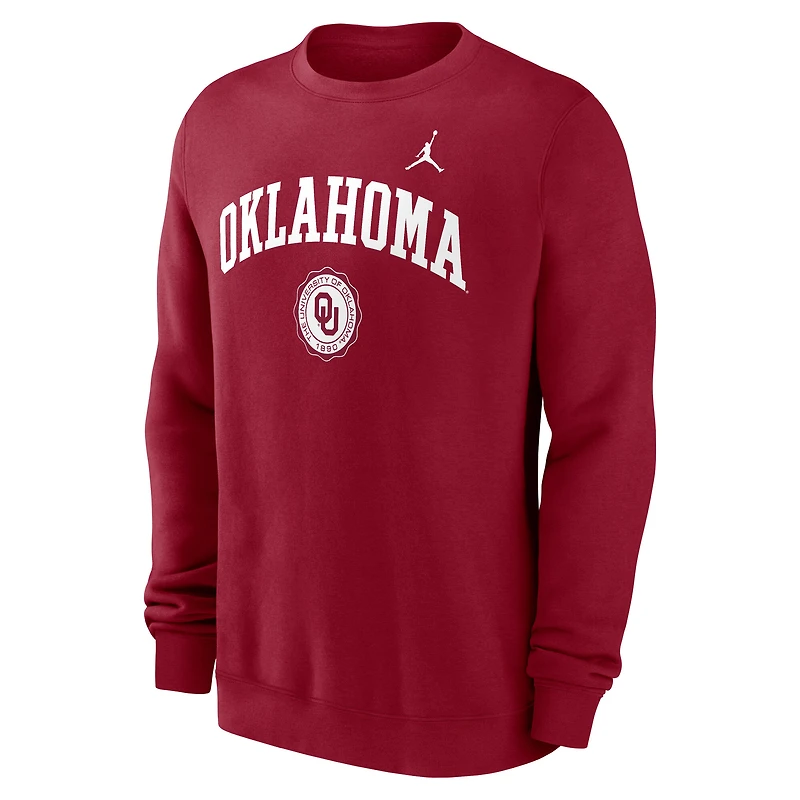 Men's Jordan Brand Crimson Oklahoma Sooners Arched Seal Pullover Sweatshirt