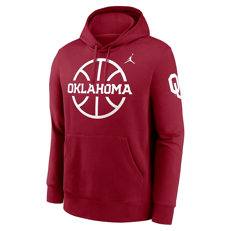 Men's Jordan Brand  Crimson Oklahoma Sooners Basketball Icon Club Fleece Pullover Hoodie