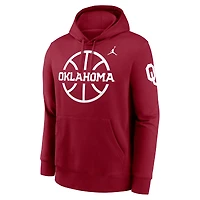 Men's Jordan Brand  Crimson Oklahoma Sooners Basketball Icon Club Fleece Pullover Hoodie
