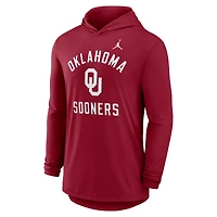 Men's Jordan Brand Crimson Oklahoma Sooners Classic Arch Tri-Blend Dri-FIT Long Sleeve Hoodie T-Shirt