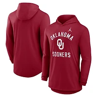 Men's Jordan Brand Crimson Oklahoma Sooners Classic Arch Tri-Blend Dri-FIT Long Sleeve Hoodie T-Shirt