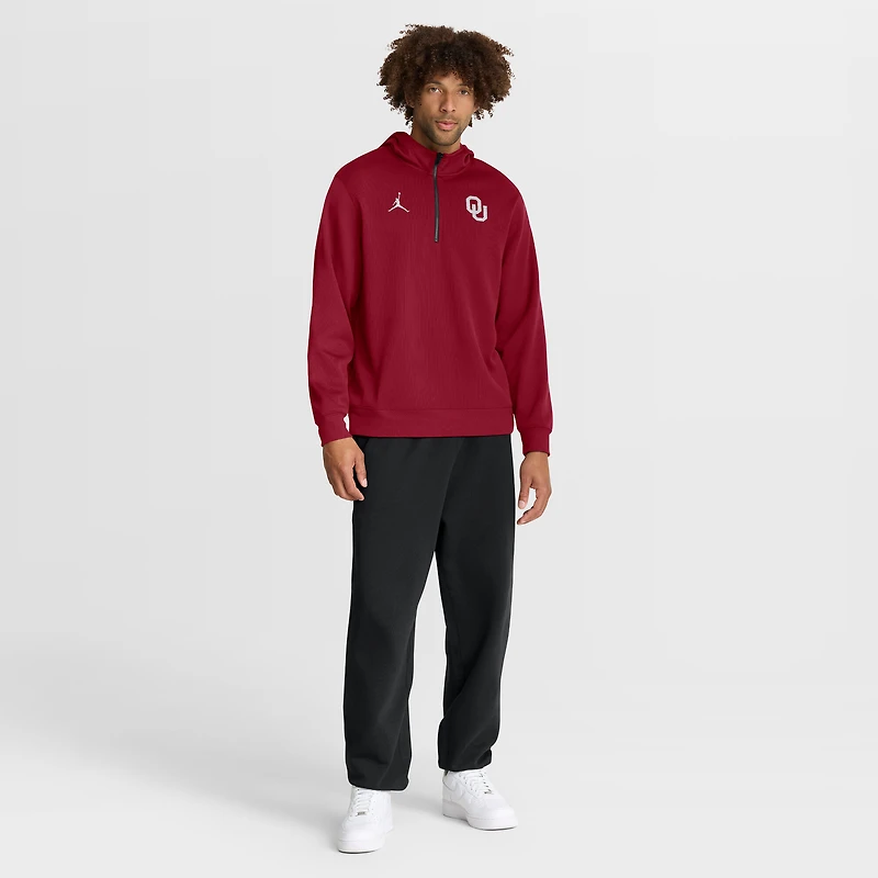 Men's Jordan Brand Crimson Oklahoma Sooners Coaches Premium Dri-FIT Quarter-Zip Hoodie