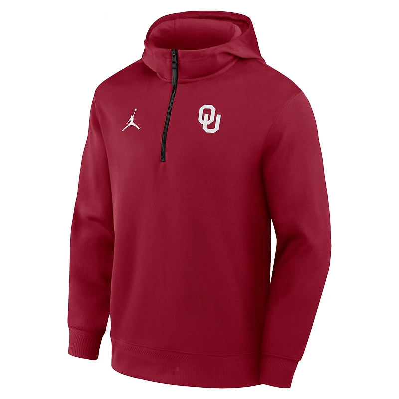 Men's Jordan Brand Crimson Oklahoma Sooners Coaches Premium Dri-FIT Quarter-Zip Hoodie